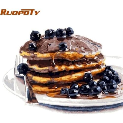 RUOPOTY Photo By Numbers 60x75cm Framed On Canvas Coffee Cake On Table Scenery Painting Handmade Home Decoration Art Craft