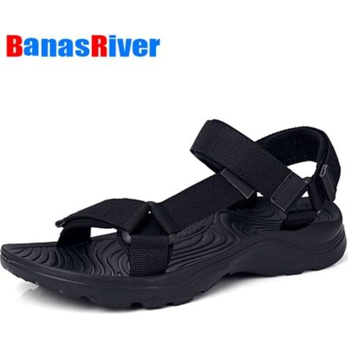 2020 Summer Jelly Shoes Beach Sandals Hollow Slippers Men Flip Flops Light Sandalias Outdoor Chanclas HOOK & LOOP Lightweight