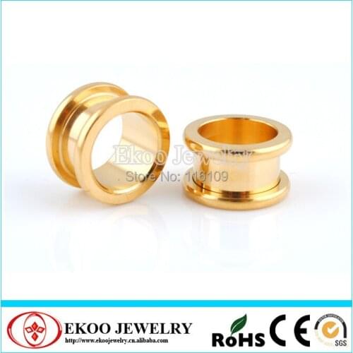 Big Gauge Plated Real With Gold Round Verge Flesh Ear Tunnel 18mm-30mm