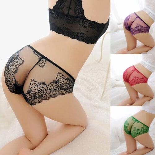 Floral Lace Sexy Panties Women High Waist Lace Stretch Panty Hot Erotic Sexy Lingerie Breathable Underwear Transparent Underpant