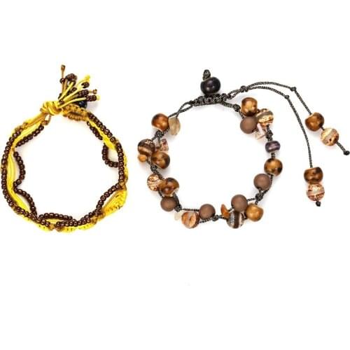 ZA Retro Hand-woven Beaded Charm Bracelet for Woman Party 2021 New Trend Lady Bohemian Bracelet Sets