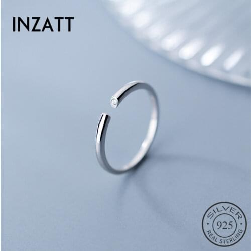 INZATT Real 925 Sterling Silver Minimalist Geometric Glossy OL Opening Ring For Charming Women Anniversary Fashion Jewelry Gift