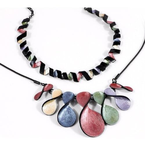 New Multi-Layer Water Drop Women Choker Necklaces Jewelry Geometric Alloy Collar Snake Chain Necklace Female Statement Jewelry