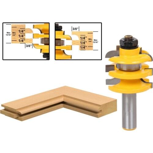 1pcs Stacked Rail & Stile Router Bit - 1/2" Shank wooden cutter Shimming Instructions