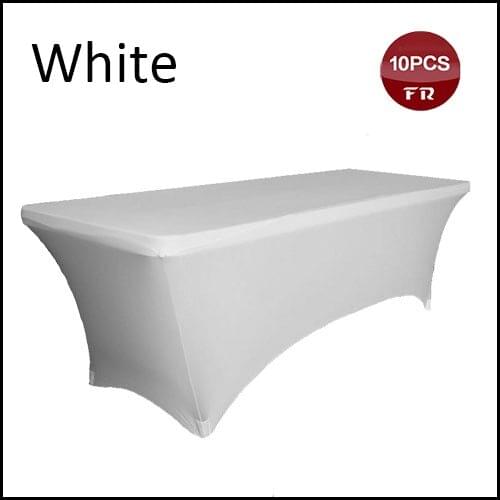 10PCS White Rectangular Lycra Stretch Spandex Table Cloths Elastic Wedding Party Dinner Table Covers Ship FREE