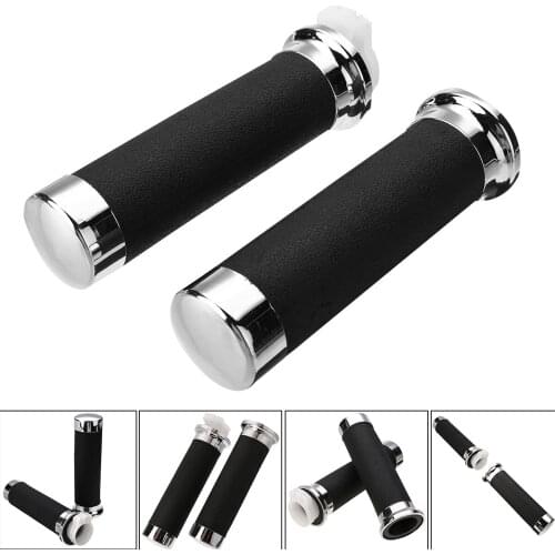 2pcs 25mm Bore Motorcycle Handlebar Hand Grips Black Sliver Rubber Plastic Handle Bar Scooter Dirt Bike DIY