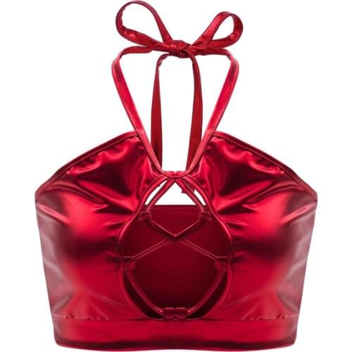 2020 Glitter Nightclub Backless Rhinestone Tank Top Women Sexy Metal Crystal Diamonds Sequined Night Club Party Wear Crop Top