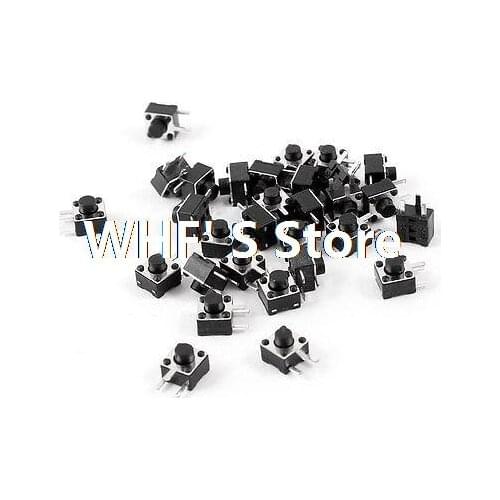 30 Pcs PCB Mount Momentary 3 Pin SPST Tactile Tact Switch Black 4.5x4.5x4.3mm