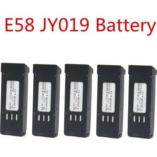 5pcs 3.7V Battery For E58 S168 JY019 RC Quadcopter Spare Parts 3.7V 500MAH For E58 JY019 Lipo Battery Replacement