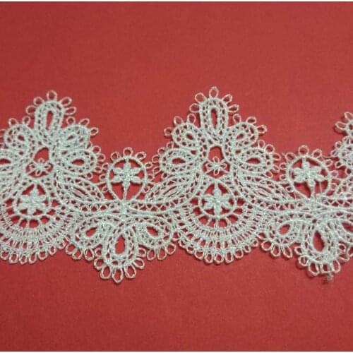 5Yards Embroidery Lace 6cm Width White Embroidered Polyester Lace for Clothes Home Textiles Apparel Sewing Lace Fabric
