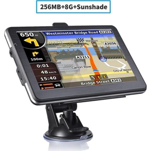 7 Inch Gps Navigator Portable Navigator 8GB-256MB+Sunshade Gps Navi Navigation Device Maps Truck Car Auto Touch Screen