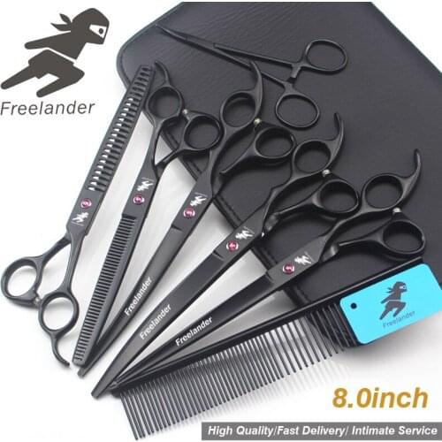 8inch 5pcs/set Pet Grooming Scissors Sets Pet Scissors,1STRAIHT & 2THINNING & 2 CURVED scissors in 1 set,, Cost-effective Pro
