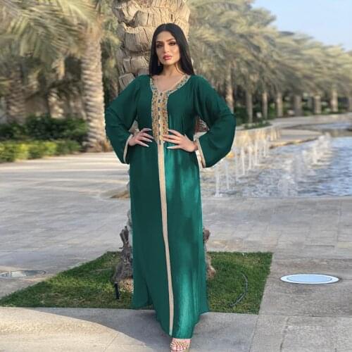 Abaya Dubai Turkey Muslim Hijab Dress Indian Kaftan Islam Dresses For Women Lotus Sleeve Robes Plus Size Boubou Vestidos