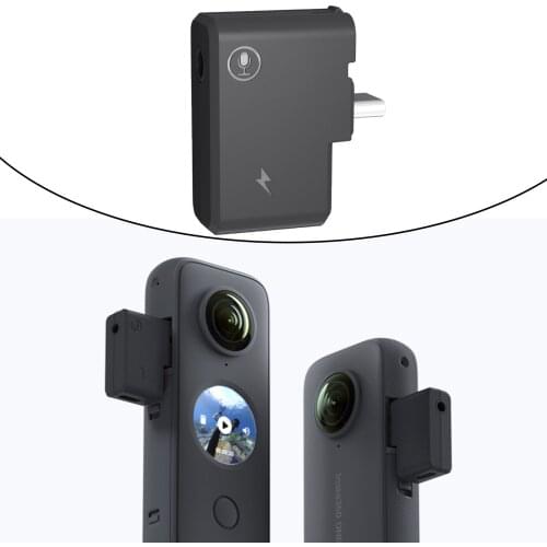 USB-C 3.5mm Mic Adapter for Insta 360 ONE X2 External Microphone Charging Audio Adapter Connector Accessories