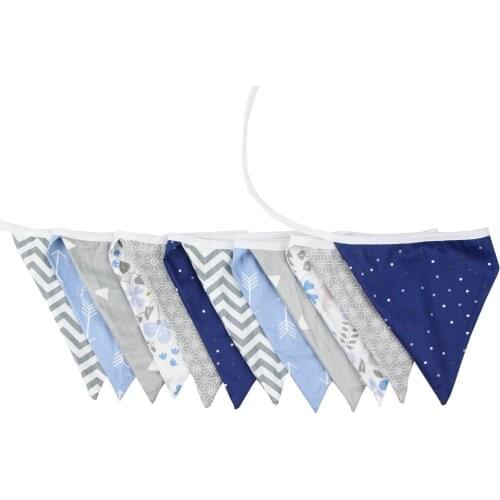 New 12 Flags - 3.2M INS Cotton Flower Fabric triangle Banners Bunting Baby Shower Garland garden Wedding Party Decoration
