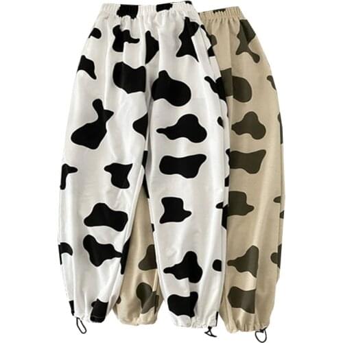Cow Print Women Pants Harajuku Trousers Wide Leg Pants Summer Fashion Ladies Girls Sweatpants Pant Casual Straight Trousers