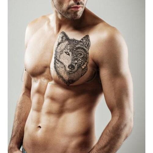 Wolf Black Leopard Tattoos Waterproof Temporary Sticker Tree Color Ferocious Animal Fake Tattoo for Men Body Art Custom Tatoos