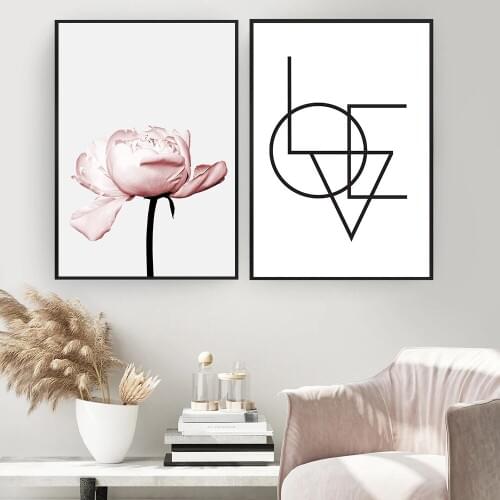 Peony Flower Wall Art Love Print Fashion Art Posters Blush Pink Canvas Prints Painting Nordic Pictures Living Room Home Decor