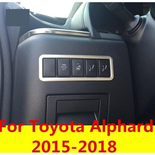 For Toyota Alphard 2015-2018 electric door switch button knob decoration Stainless Steel Interior decoration Auto Accessories
