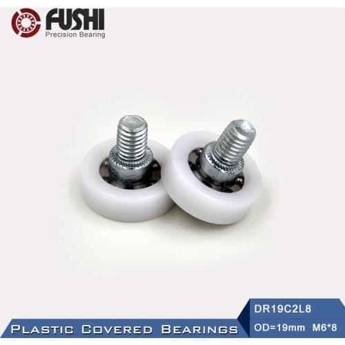 DR19C2L8 Screw Pulley Bearing 6*19*6 mm ( 2 PCS ) Doors and Windows Roller Mute Wheel POM 626 M6*8 Plastic Covered Bearings