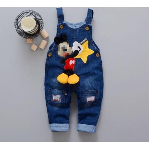 Infant clothes New born baby trousers girls cotton cute jeans little kids suspenders denim jeans 0-4T baby girls cartoon pants