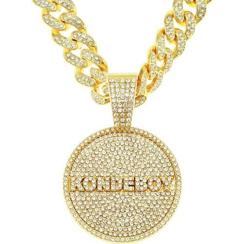 European And American Nightclub Hip Hop Decoration Accessories Cool Diamond Letter Disc Pendant Cuba Chain Necklace