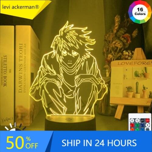 Manga Death Note L Lawliet Figure Led Night Light for Anime Room Store Decor Idea Cool Kids Child Bedroom Table Lamp Ryuk Figure