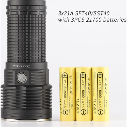 Convoy 3X21A SFT40 SST40 21700 flashlight torch,with 3PCS 21700 battery inside