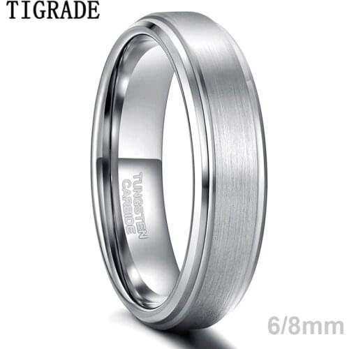 Tigrade Tungsten Carbide Ring for Man Wedding engagement Band for Male Silver Color Brand Classic Design with Engraving Rings 15