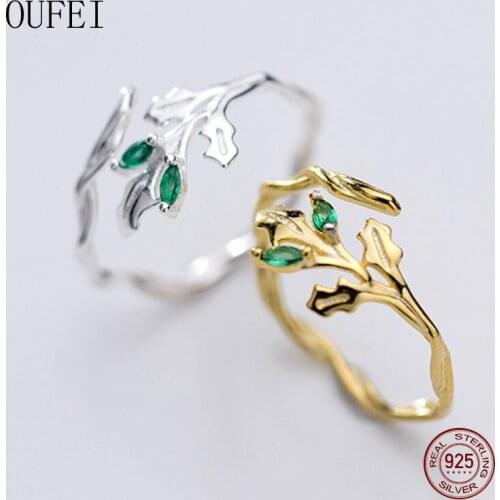 Leaves Ring For Women 925 Sterling Silver Rings Blue Stone Embrace Especially Open Ring Fine Jewelry Accessories