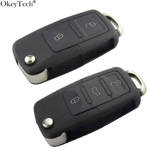 OkeyTech 2 3 buttons Folding Flip Key Shell Car Key Replacement For VW Golf 4 5 Passat b5 b6 polo Touran For Seat for Skoda Key