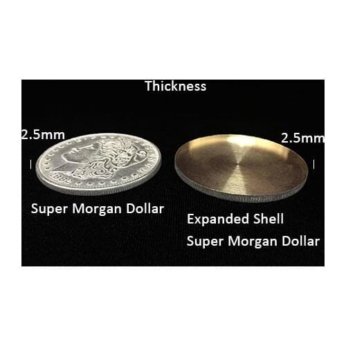 Copper Morgan Dollar Expanded Shell 2.9mm/2.5mm For Appearing/Disappearing Magic Tricks Close Up Coin Magie Props Accessories