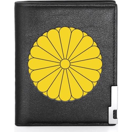 Fashion Imperial Seal of Japan Printing Leather Wallet Credit Card Holder Short Cryptocurrency Purse