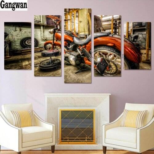 Motorcycle Racing Full Square/Round Drill 5D DIY Diamond Painting Embroidery Cross Stitch 5D Retro hobby pattern 5 pcs set decor