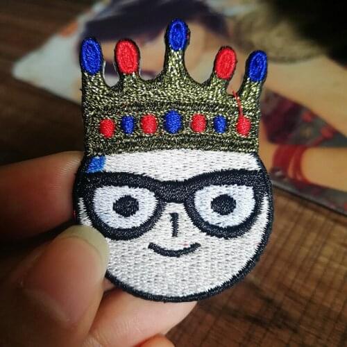 Cartoon glasses Prince Head Embroidery Patches For Clothing Jeans Jacket Kids Patches Stripes Stickers For Clothes Decoration