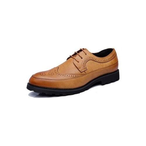 Men Dress Shoes British Style Breathable Comfortable PU Business Formal Shoes Spring Autumn Fashion Retro Casual Brogue