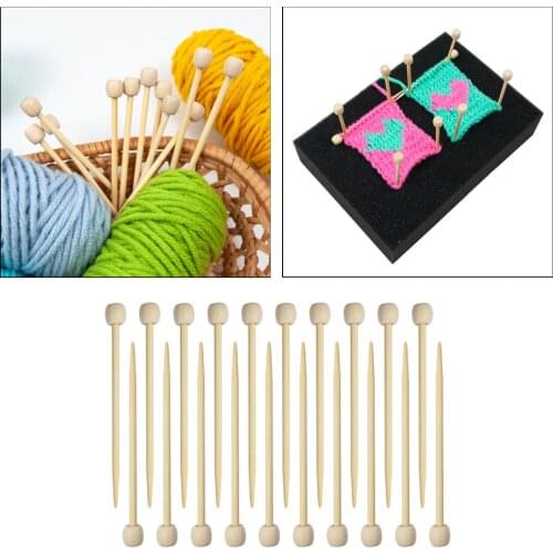 Bamboo Knitting Needles Set 6mm 2.76" 7cm Length Knit Needle Set DIY Craft