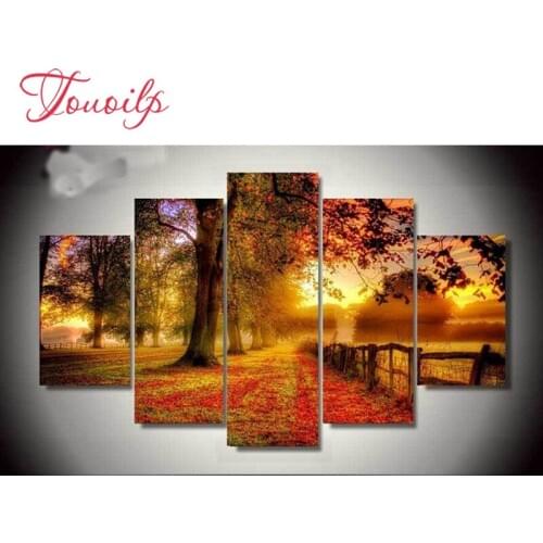 5Pcs/Set Diamond Painting forest 5D Diy Diamond Embroidery Home Decoration Needlework Pictures Full Square round drill Triptych