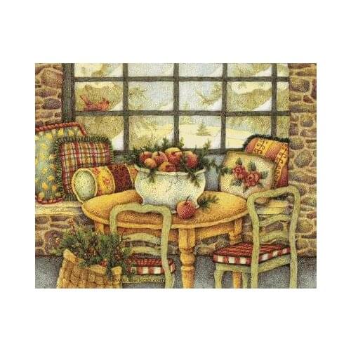 Mixed Stitch Fruits on Restaurant Table Embroidery Needlework 14CT Unprinted Cross Stitch Kits DIY Art Handmade Home Decor