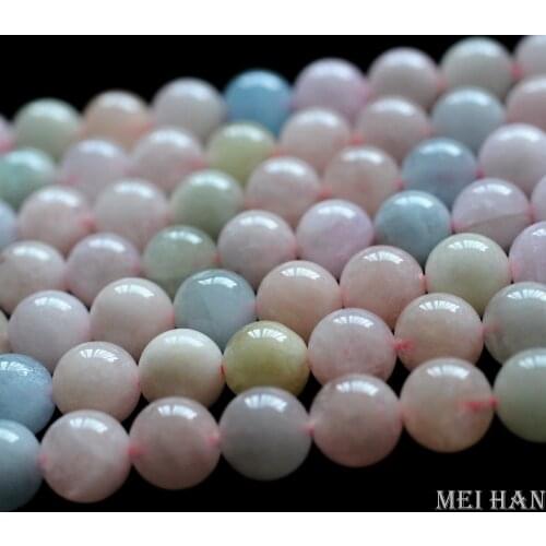 Meihan natural (2 strands/set) 8mm Madagascar Beryl smooth round charm gemstone for jewelry making design