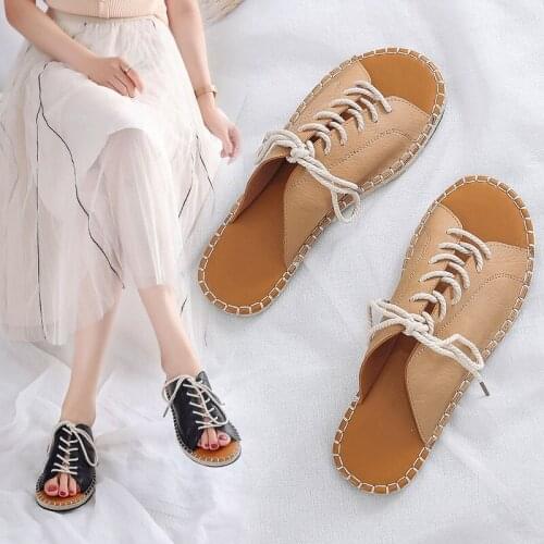 2021 New Fashion All-Match Summer Plus Size Women Espadrille Woven Flat-Heel Roman Women Sandals