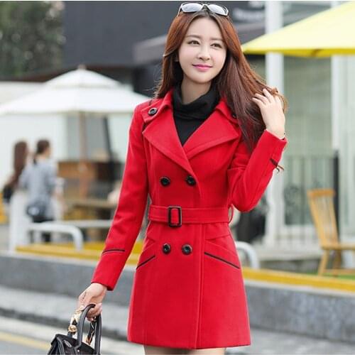 New Style Women Woolen Coat Outerwear Winter Clothing Slim Warm Woolen Blends Outwear Female Elegant Double Breasted Woolen Coat