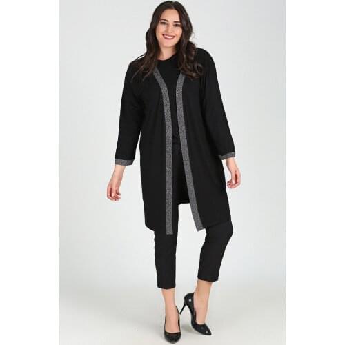 New Season Fashion Plus Size Sim Detailed Long Slevee Cardigan Natural Viscose Soft Elastic Fabric