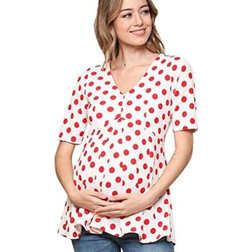 Polka Dot T-shirts Maternity Tees Pregnancy Tops Maternity Clothes For Pregnant Women Maternity Clothing 2020 New Spring Summer