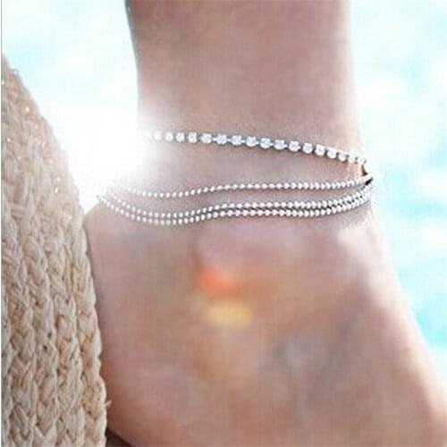Crystal Beads Wholesale Sexy Women Hemp Ankle Chain Anklet Bracelet Foot Jewelry Sandal Beach