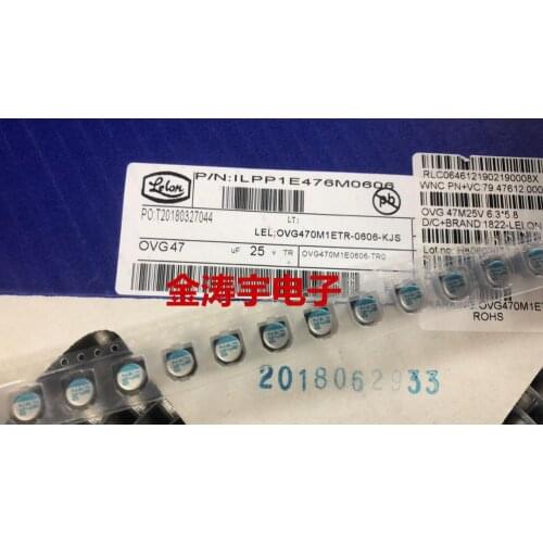 Original new 100% service life 15000 hours solid state 25V47UF 6.3X6 SMD solid state capacitor OVG470M1ETR-0606 (Inductor)