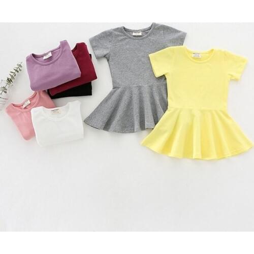 Baby Girl Dresses Girls Spring Autumn Candy Color Cotton Short Sleeve Solid Princess Pretty Baby Dress For Baby Dresses