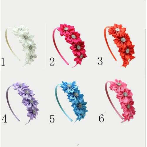 Shiny 1PCS Baby Girls Artificial Flower Headband Elastic Nylon Ribbon Newborn Hairband Birthday Party Gift Headwear Set