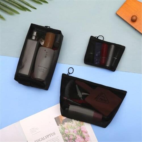 1pc Black Women Men Necessary Cosmetic Bag Transparent Travel Organizer Fashion Small Large Black Toiletry Bags Makeup Pouch