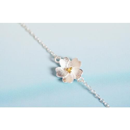 Shuangshuo Vintage Charm Bracelet Boho Cherry Blossom Chain Link Bracelets for Women Yellow Flower Couple Bracelet pulsera SL067